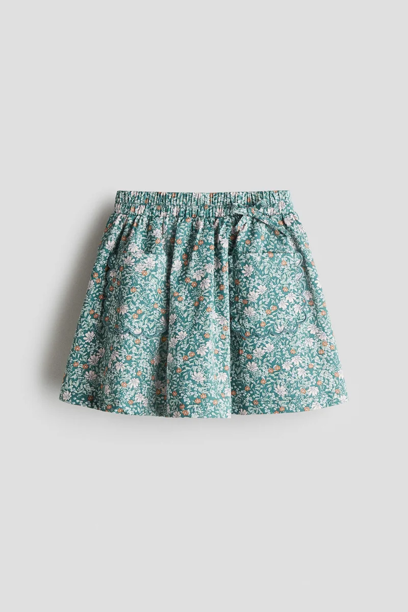 H&M Floral-print poplin skirt