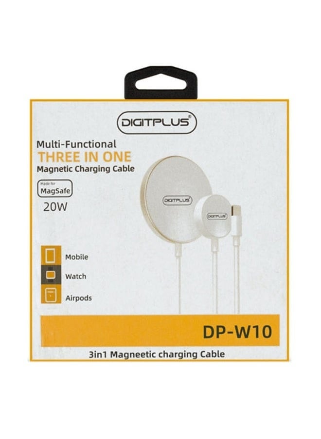 ديجيتبلس كابل شحن مغناطيسي Digitplus DP-W10 بقوة 20 واط - شاحن لاسلكي متعدد الوظائف 3 في 1 مع دعم MagSafe - Image 3