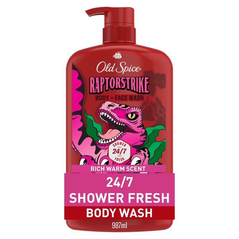 Old Spice Cleansing Body Wash for Men, 3X Defense, 24/7 Shower Fresh with Lasting Scent, 2-in-1 Body & Face Wash, Raptorstrike with Dark Berry Scent, 33.4 oz - Image 1
