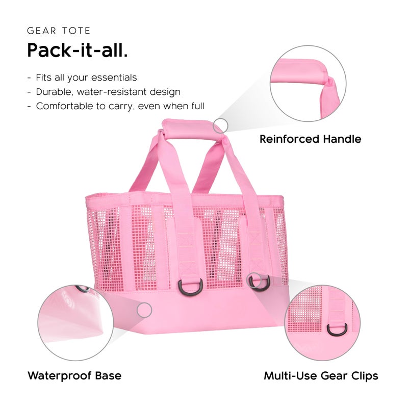 MISSION Boat Gear CASSI Boat Bag, Waterproof Bottom Mesh Beach Bag, Heavy-Duty Outdoor Tote for Boat, Beach, Grocery, Travel & Pool, Premium Marine Gear Carryall (23 Liter, RosÃ©) - Image 3