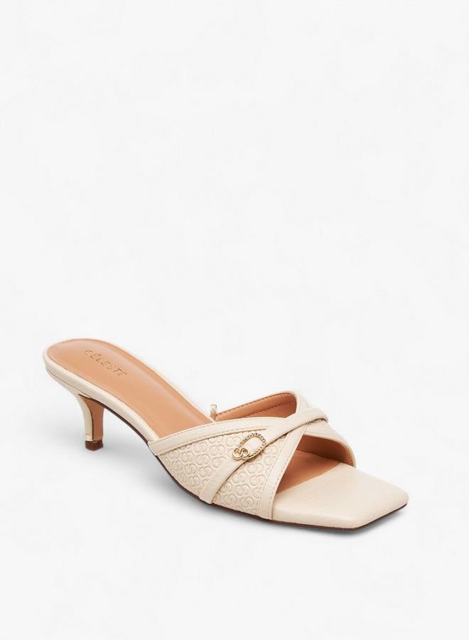 سيليست صنادل نسائية سهلة الارتداء بكعب رفيع ونقش بارز - Image 1