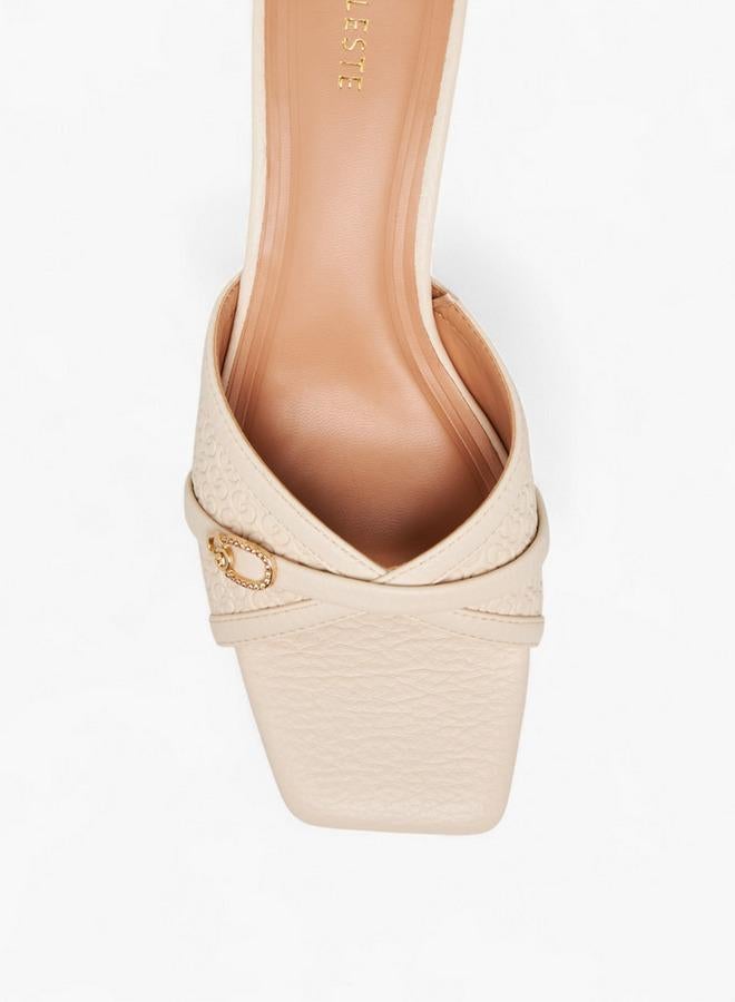 سيليست صنادل نسائية سهلة الارتداء بكعب رفيع ونقش بارز - Image 4