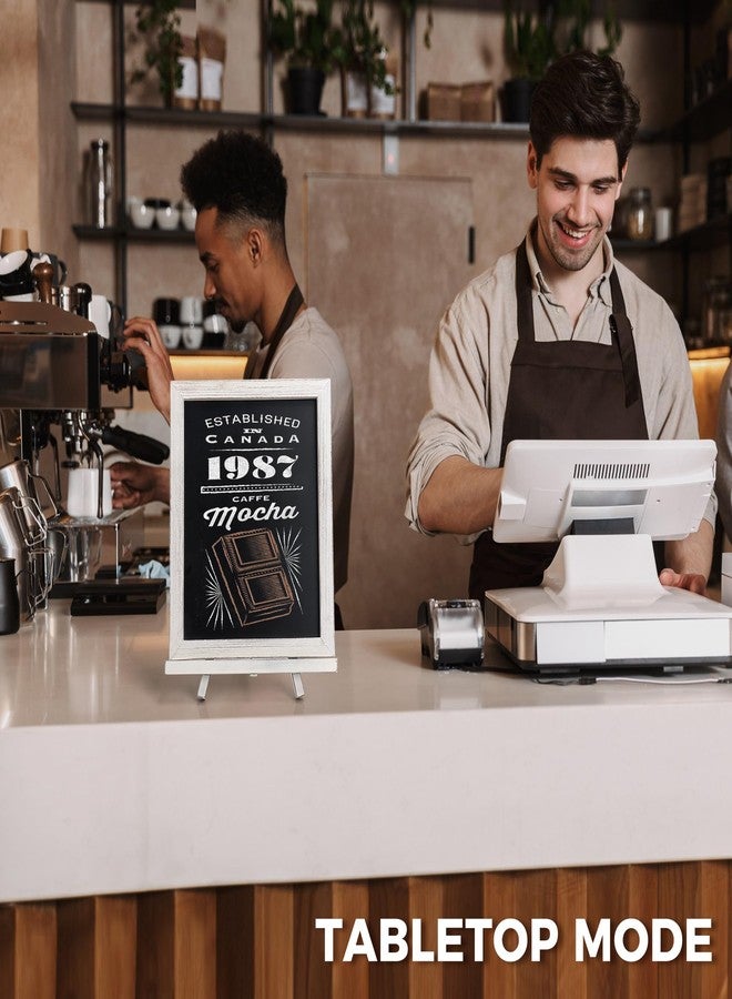 SELEAD 100% Real Wood Frame Magnetic Chalkboard with Stand - 10x12 Inch Small Tabletop/Hanging Chalk Board Words Sign Board, Message Menu Board for Cafe, Business, Wedding - Vintage White - Image 3
