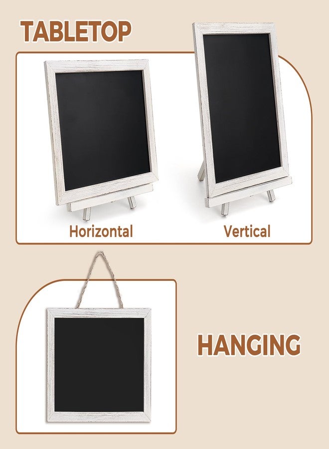 SELEAD 100% Real Wood Frame Magnetic Chalkboard with Stand - 10x12 Inch Small Tabletop/Hanging Chalk Board Words Sign Board, Message Menu Board for Cafe, Business, Wedding - Vintage White - Image 2