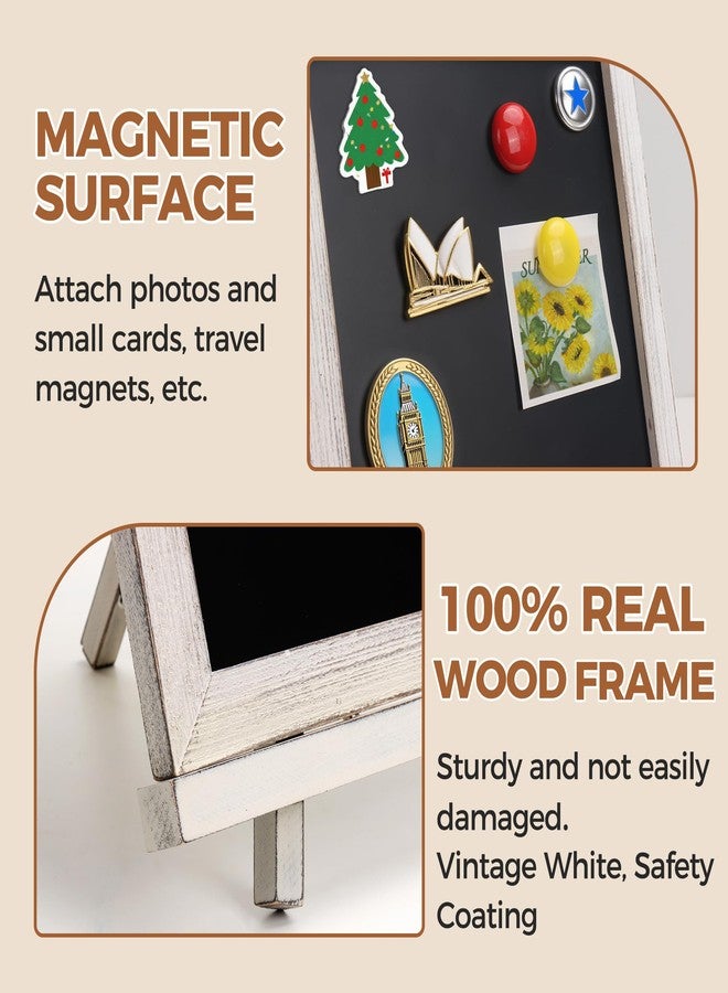 SELEAD 100% Real Wood Frame Magnetic Chalkboard with Stand - 10x12 Inch Small Tabletop/Hanging Chalk Board Words Sign Board, Message Menu Board for Cafe, Business, Wedding - Vintage White - Image 5