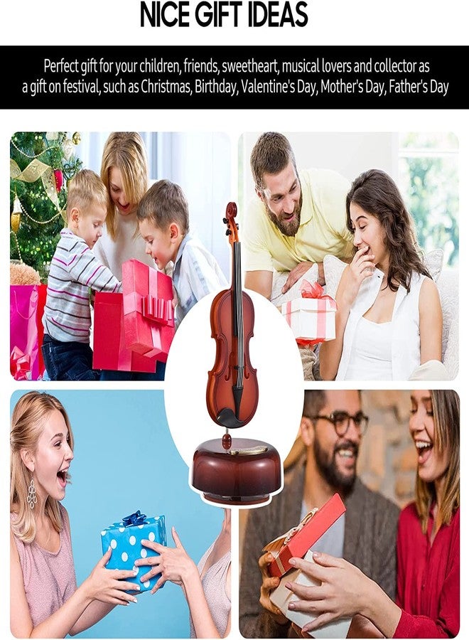 Ritmo Violin Wind Up Twirling Music Box with Rotating Base - Stringed Musical Instrument Miniature Replica Artwork Gift for Father's Day (1 Pcs.) - Image 5