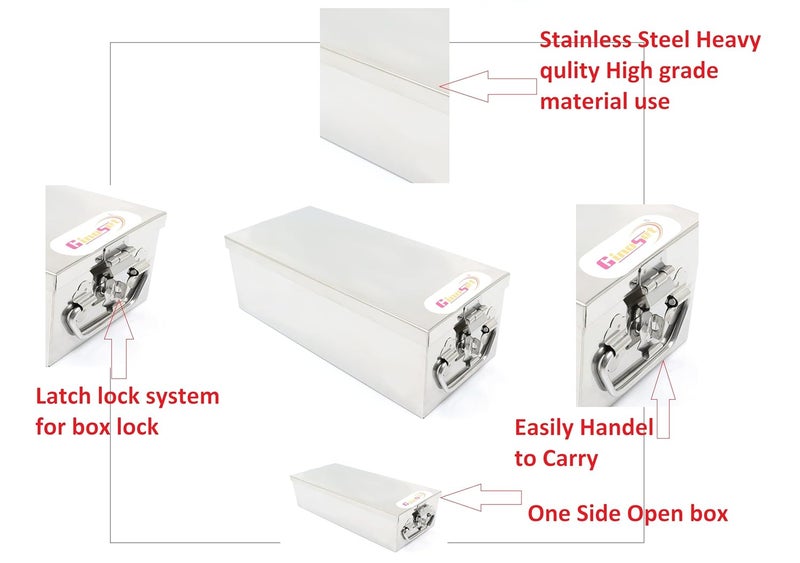 GinoSet ® Stainless Steel Locker Boxes,Cheque book Box, Jewelry Boxes, Cash Box,Bank Locker Box, Peti Size - 10 Inch Cash Box (10" Long (Medium) - 10" x 4.5" x 3.5") - Image 3