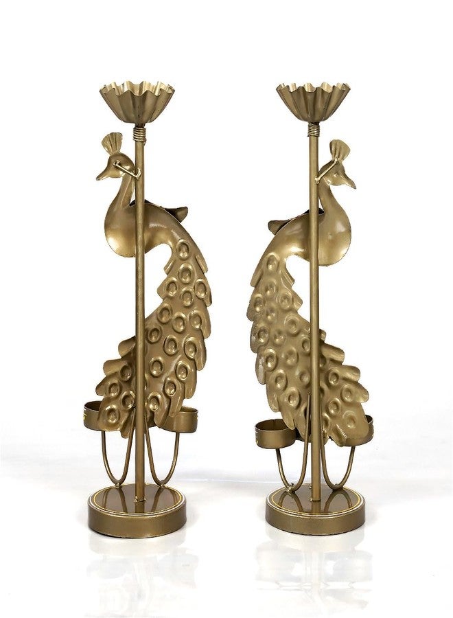 Craft Tree Metal Handpainted Decorative Peacock T Light in Multicolor (2) - Image 4