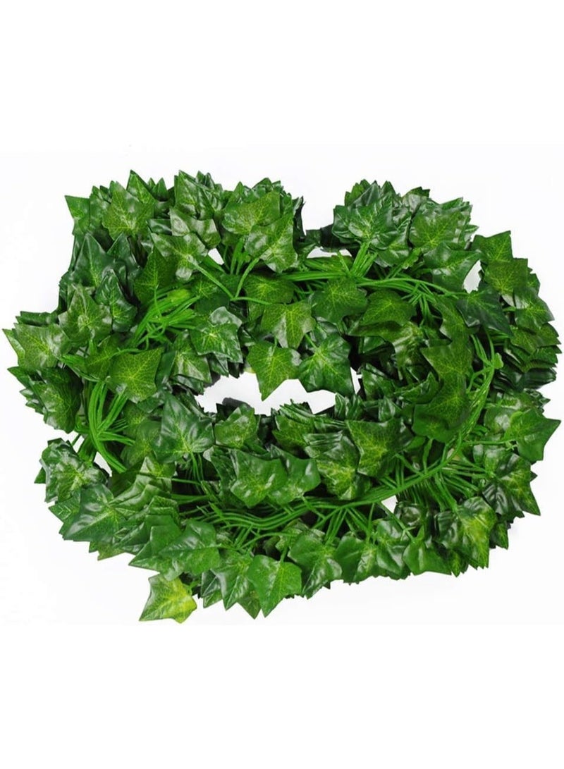 ناما 12 نباتًا من أوراق اللبلاب الاصطناعية، إكليل من النباتات الخضراء، إكليل معلق من الكرمة، أوراق وهمية للحفلات والحديقة والمكتب وأعياد الميلاد وحفلات الزفاف وديكور الحائط والمنزل بطول 2.3 متر - Image 2