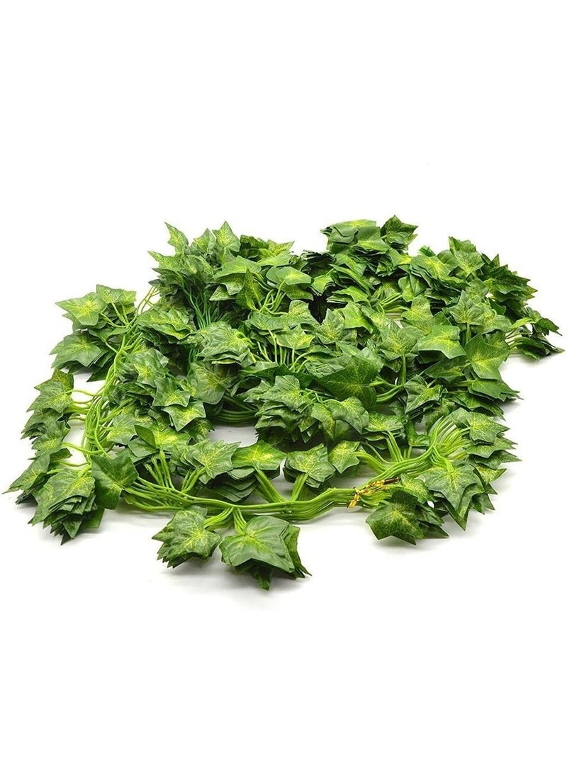 ناما 12 نباتًا من أوراق اللبلاب الاصطناعية، إكليل من النباتات الخضراء، إكليل معلق من الكرمة، أوراق وهمية للحفلات والحديقة والمكتب وأعياد الميلاد وحفلات الزفاف وديكور الحائط والمنزل بطول 2.3 متر - Image 5