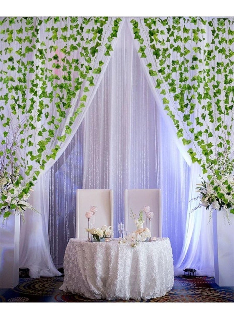 12 Plants Artificial Ivy Leaf Greenery  Plants Hanging Vine Garland Fake Leaves for Party Garden Office Christmas Wedding Wall Home Decor 2.3 meters - Image 5