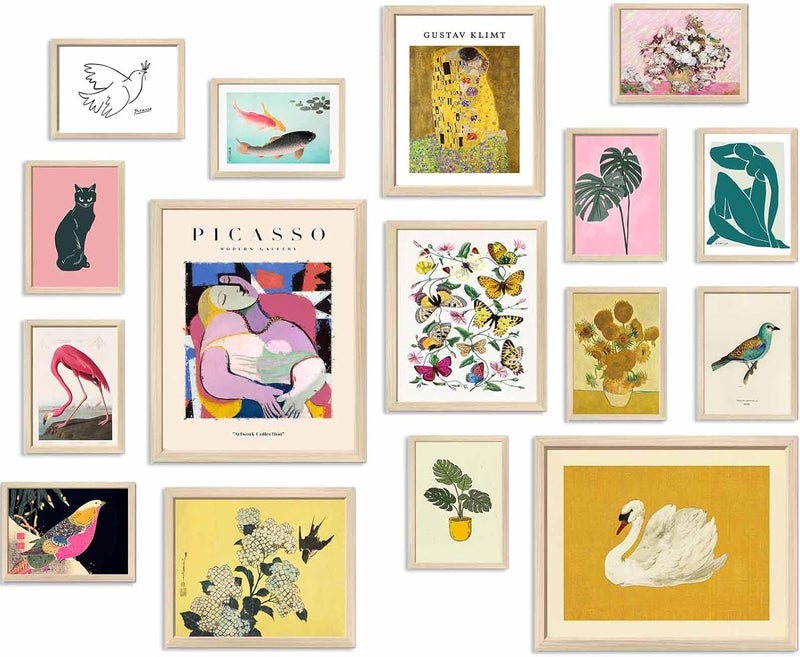 KBKBART Colorful Eclectic Wall Decor, Vintage Eclectic Wall Art Canvas Prints, Maximalist Decor Aesthetic Eclectic Home Decor, Funky Decor Gallery Wall Prints for Dorm Bedroom, Maximalism Painting (Unframed) - Image 1