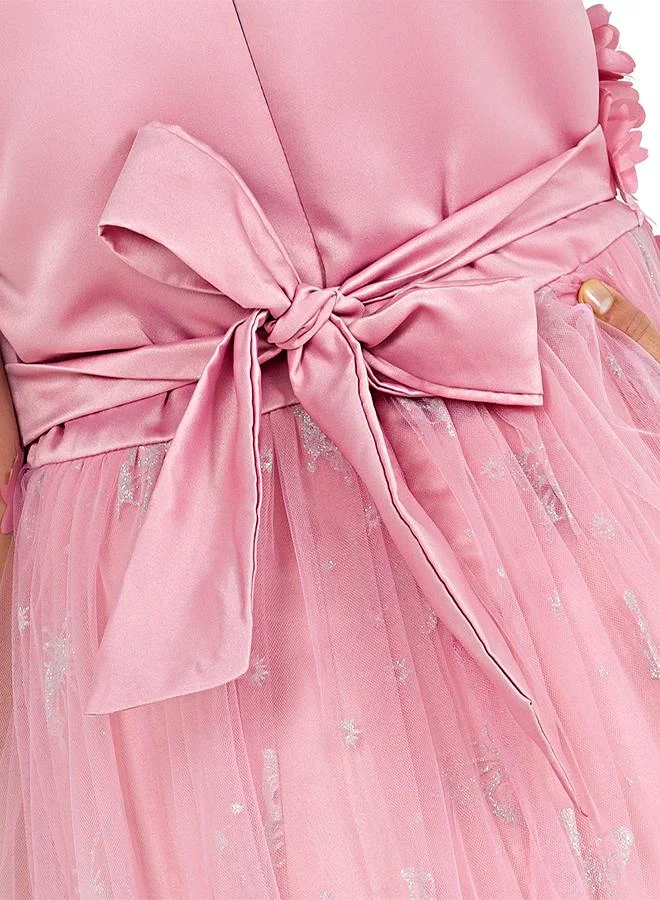 babyqlo Floral Accent Tulle Dress