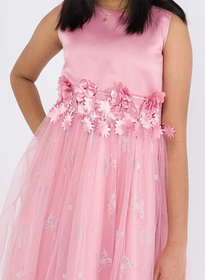 babyqlo Floral Accent Tulle Dress