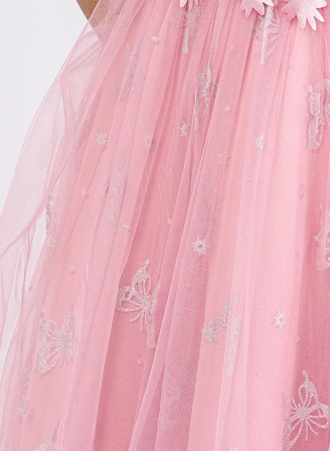babyqlo Floral Accent Tulle Dress