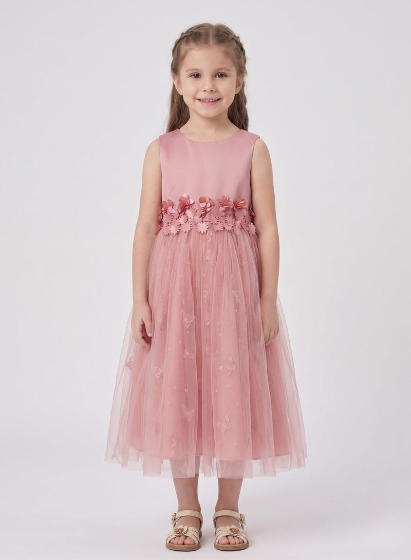 babyqlo Floral Accent Tulle Dress - Image 1