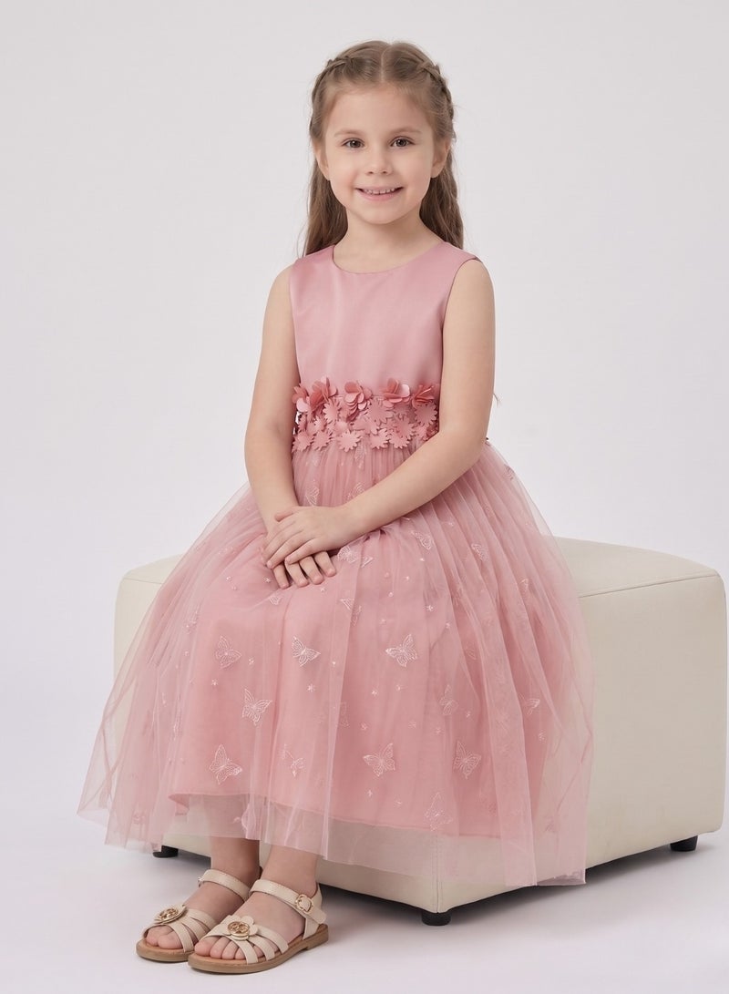 babyqlo Floral Accent Tulle Dress - Image 4