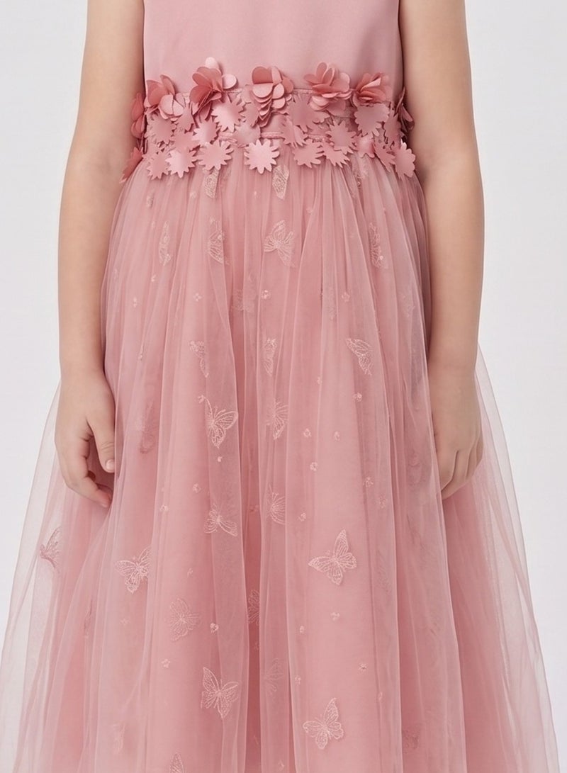 babyqlo Floral Accent Tulle Dress - Image 5