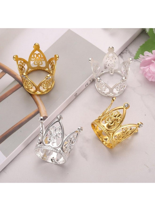 uxcell 24Pcs Mini Crown Cake Toppers, Alloy Queen Princess Little Silver Crown Tiara Cupcake Heart Shaped with Pearl Rhinestone for Birthday Cake Decor Wedding Party, Little Heart Crown - Image 5