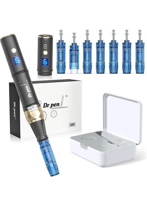 قلم Dr.pen A8S Microneedling مع 8 خراطيش (18/36/42/Nano-R)، إبر دقيقة احترافية لنمو الوجه/الشعر