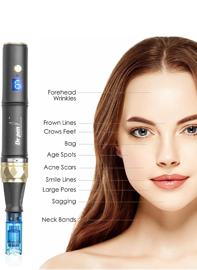 قلم Dr.pen A8S Microneedling مع 8 خراطيش (18/36/42/Nano-R)، إبر دقيقة احترافية لنمو الوجه/الشعر