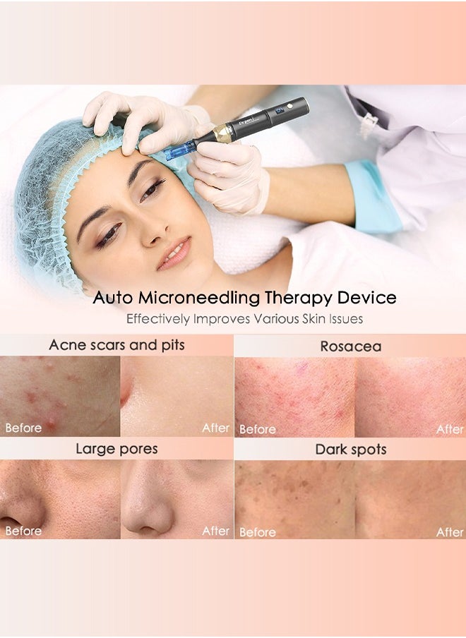 قلم Dr.pen A8S Microneedling مع 8 خراطيش (18/36/42/Nano-R)، إبر دقيقة احترافية لنمو الوجه/الشعر