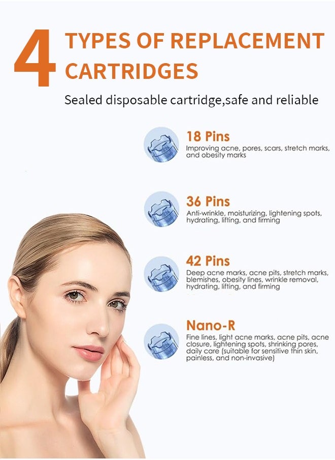 قلم Dr.pen A8S Microneedling مع 8 خراطيش (18/36/42/Nano-R)، إبر دقيقة احترافية لنمو الوجه/الشعر
