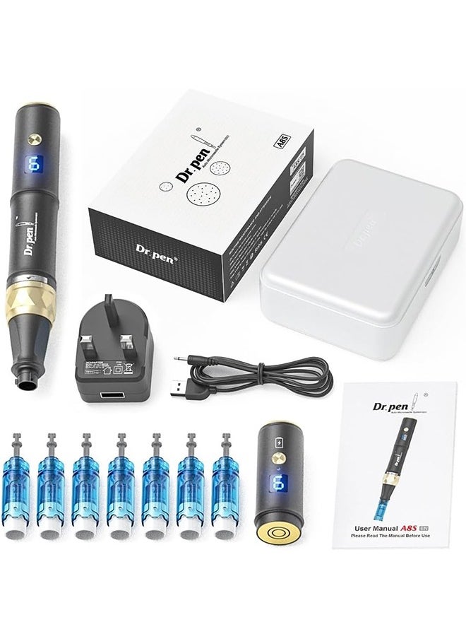 قلم Dr.pen A8S Microneedling مع 8 خراطيش (18/36/42/Nano-R)، إبر دقيقة احترافية لنمو الوجه/الشعر