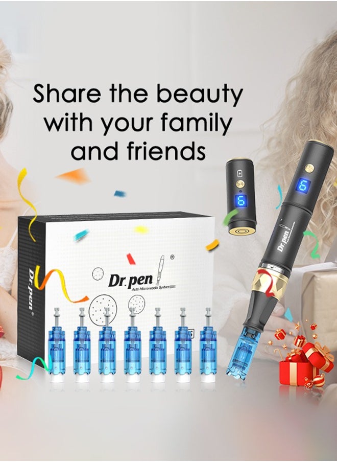 قلم Dr.pen A8S Microneedling مع 8 خراطيش (18/36/42/Nano-R)، إبر دقيقة احترافية لنمو الوجه/الشعر