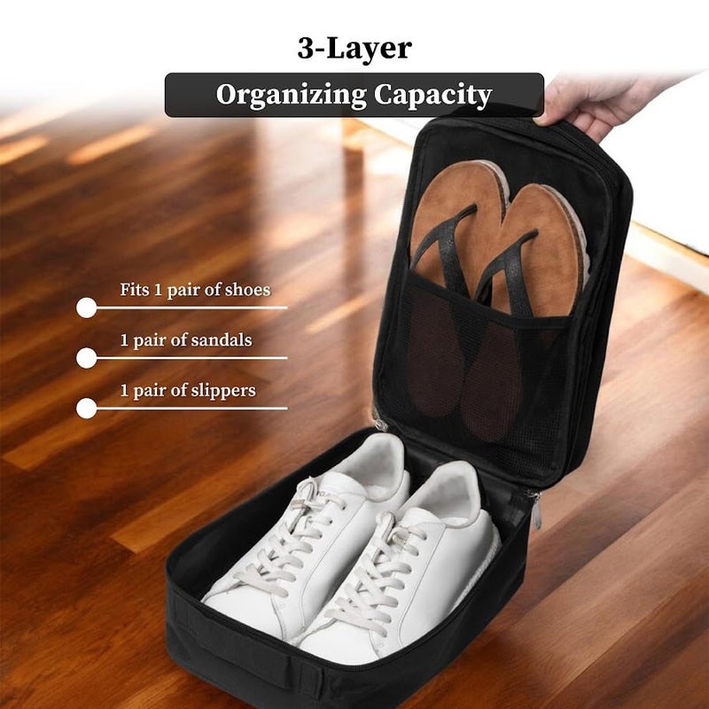 Homestrap Set of 1 Multipurpose Shoe Storage Bag | Travelling Footwear Holder Pouch | Shoes Organizer Space Saver for Travel, Home & Wardrobe (Black, Pack of 1) (Featured on Shark Tank) - Image 5