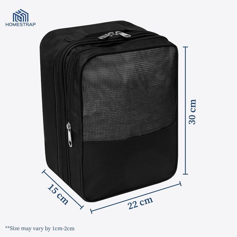 Homestrap Set of 1 Multipurpose Shoe Storage Bag | Travelling Footwear Holder Pouch | Shoes Organizer Space Saver for Travel, Home & Wardrobe (Black, Pack of 1) (Featured on Shark Tank) - Image 2