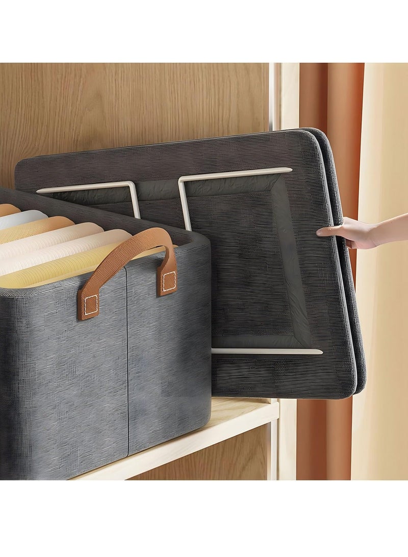 DUNISO Wardrobe Clothes Organizer, 2 Pack Clothing Bins Without Lid, Grey Clothes Drawer Organizer For Dorm Closet Room, Foldable Fabric Closet Organizer Bins Storage Containers For Storing Clothes - Image 3