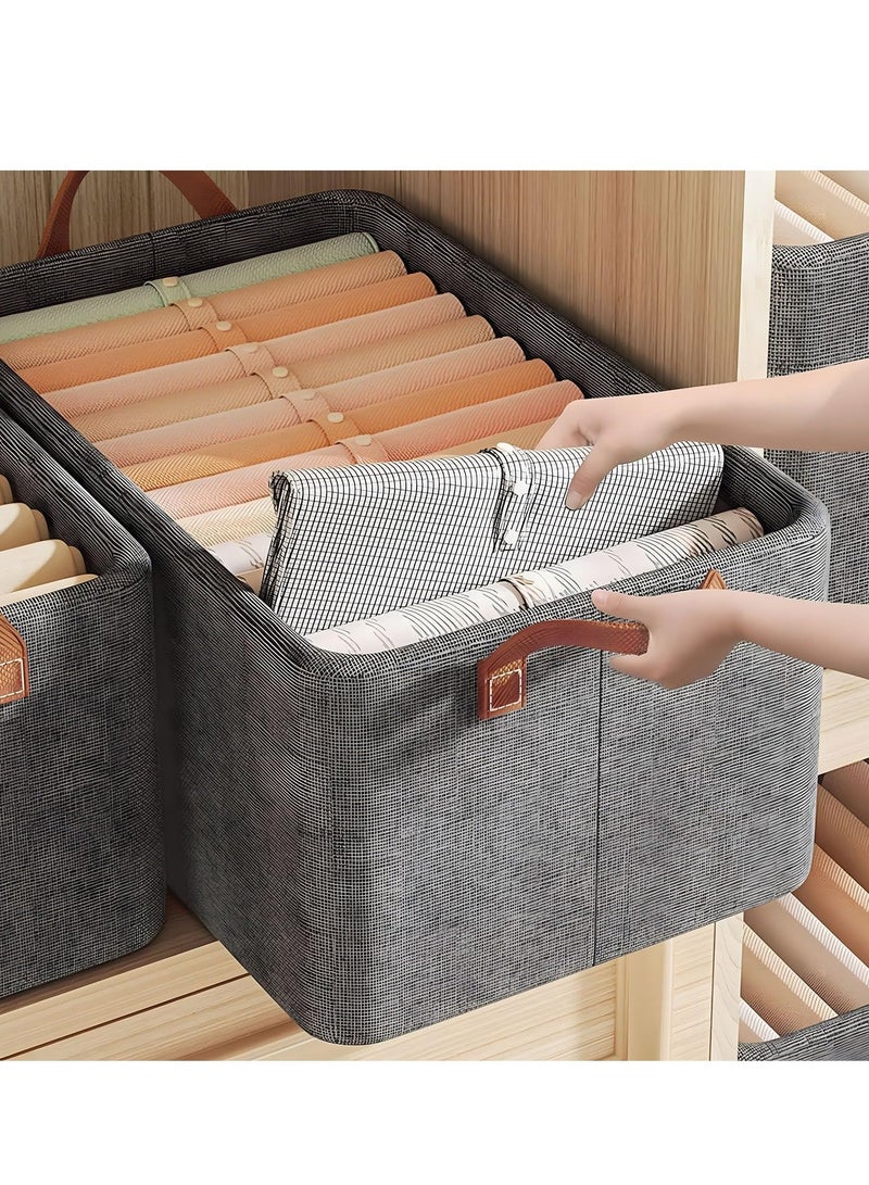 DUNISO Wardrobe Clothes Organizer, 2 Pack Clothing Bins Without Lid, Grey Clothes Drawer Organizer For Dorm Closet Room, Foldable Fabric Closet Organizer Bins Storage Containers For Storing Clothes - Image 5