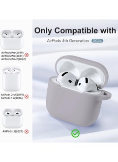 Generic Soft Silicone Full Protective Case Cover for Apple AirPods 4 Case with Keychain Case Accessories for Women Men (Grey)  - Image 4