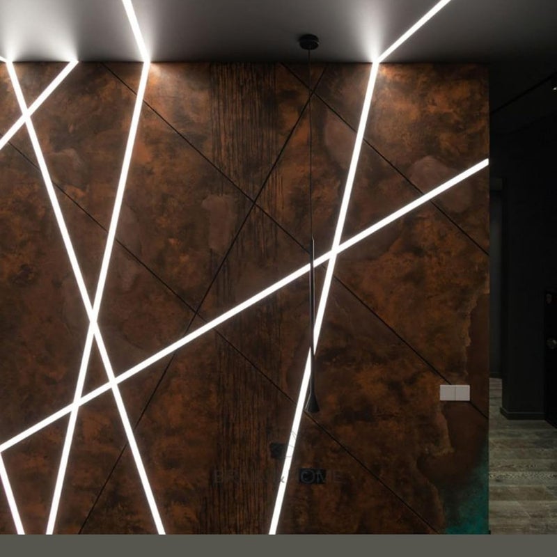 Abaj Lighting 50x12mm LED Strip Light 1Meter Aluminium Rectangular Conciled Profile Light Channels with Diffused Cover End Caps and Mounting Clips Without LED Straight Linear Pack of 3 - Image 5