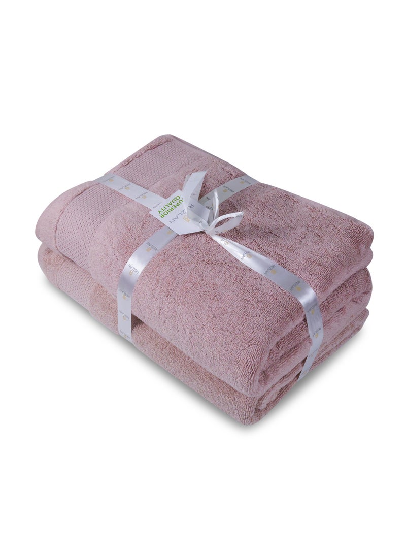 REZLAN UAE REZLAN Luxury 2-Piece Bath Sheet Set - 600 GSM Premium Cotton (100×155 cm/40×61 in) - Beach & Bath Towels - PINK - Image 2