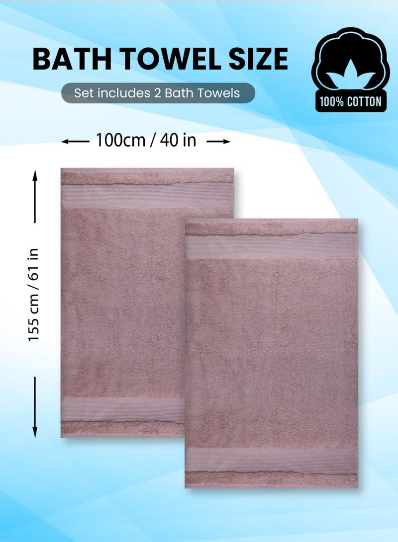 REZLAN UAE REZLAN Luxury 2-Piece Bath Sheet Set - 600 GSM Premium Cotton (100×155 cm/40×61 in) - Beach & Bath Towels - PINK - Image 3