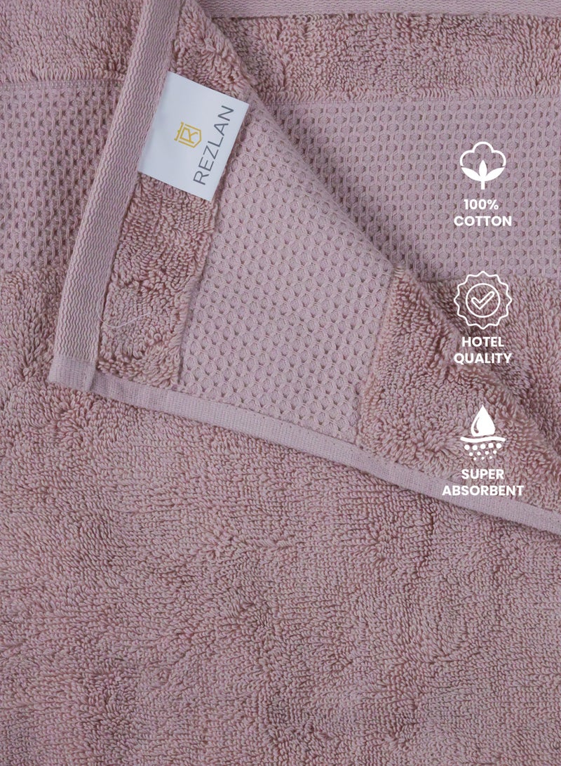 REZLAN UAE REZLAN Luxury 2-Piece Bath Sheet Set - 600 GSM Premium Cotton (100×155 cm/40×61 in) - Beach & Bath Towels - PINK - Image 4