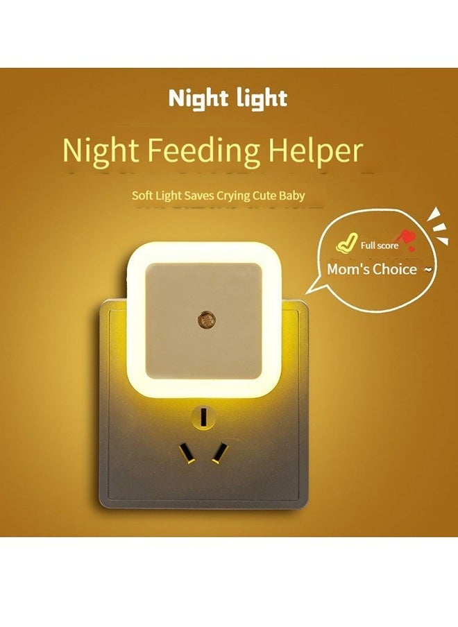 GELESE - New Square Plug-In Led Bedroom Bedside Night Light Socket Mood Atmosphere Automatically Turns On Warm Light Yellow - Image 1