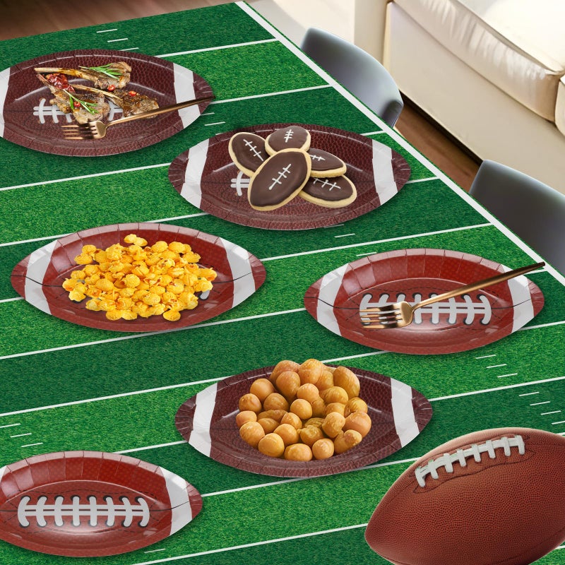 Litmitfu 50 Pcs Football Plates - Rugby Shape Design Paper Plate, Disposable Dinner Dessert Paper Plates Tableware Set for Football Party Supplies Birthday Game day Tailgate Party Decorations Table Decor - Image 5