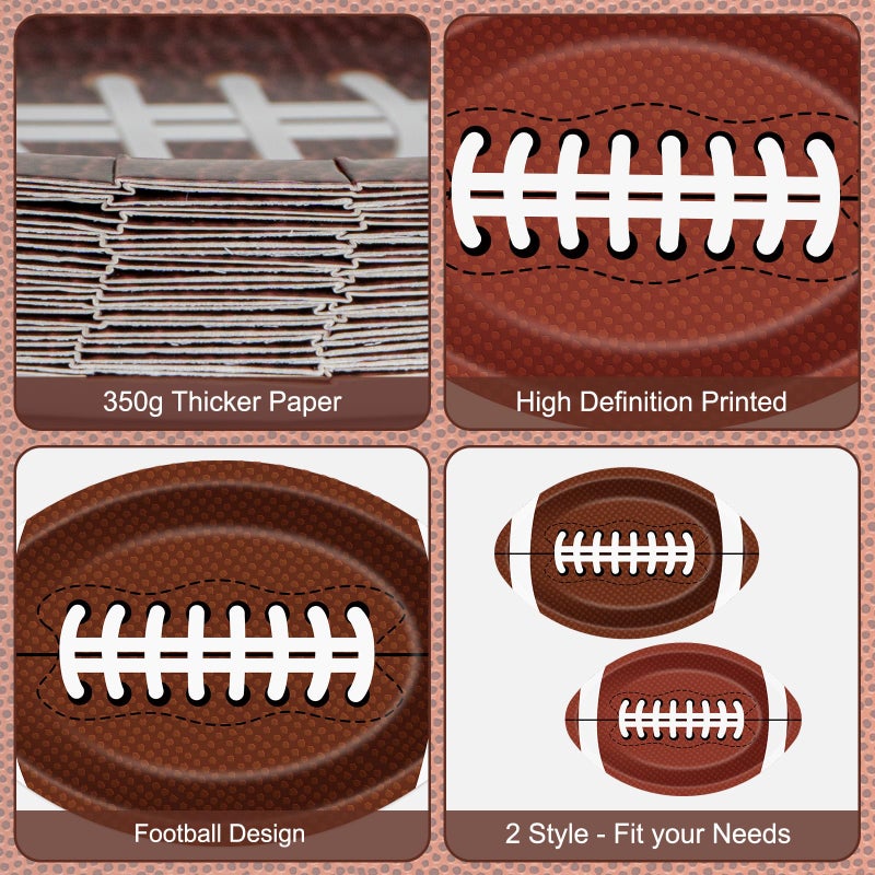 Litmitfu 50 Pcs Football Plates - Rugby Shape Design Paper Plate, Disposable Dinner Dessert Paper Plates Tableware Set for Football Party Supplies Birthday Game day Tailgate Party Decorations Table Decor - Image 4