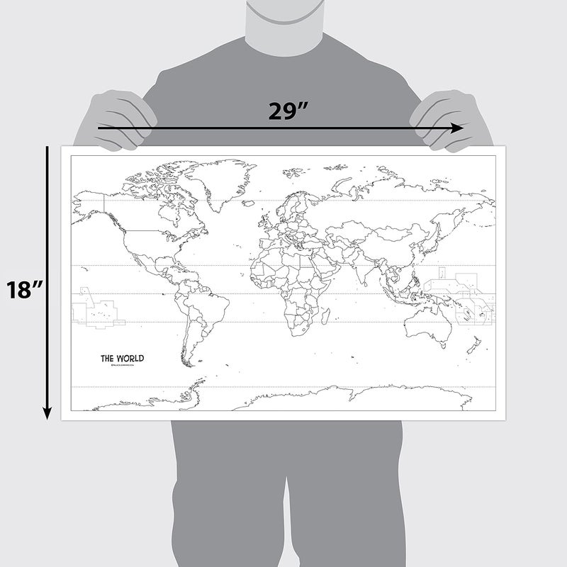 Palace Learning Laminated Blank World Map Outline Poster - Wall Chart Map of Earth - 18" x 29" (For Use With Wet Erase Markers Only) - Image 2