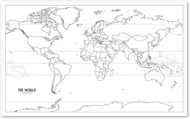 Palace Learning Laminated Blank World Map Outline Poster - Wall Chart Map of Earth - 18" x 29" (For Use With Wet Erase Markers Only) - Image 4