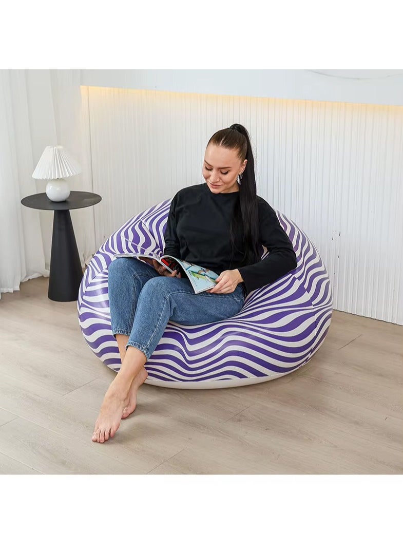 Mi techo - Inflatable Sofa Cozy Portable Air Lounge Chair for Living Room and Outdoor Relaxation, Single Person Inflatble Air Chair with Air Pumb Blue - Image 1