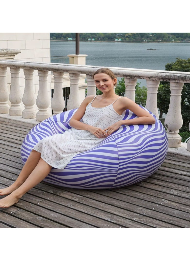 Mi techo - Inflatable Sofa Cozy Portable Air Lounge Chair for Living Room and Outdoor Relaxation, Single Person Inflatble Air Chair with Air Pumb Blue - Image 1