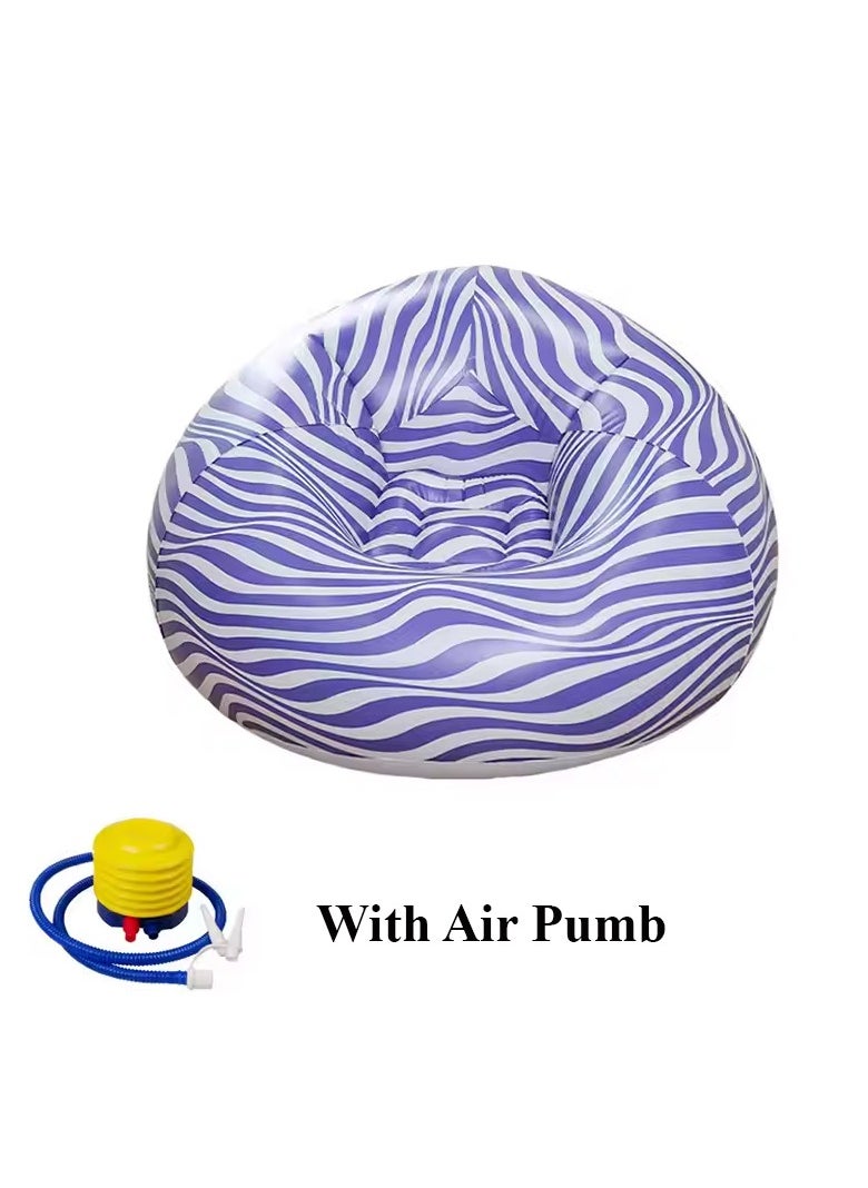 Mi techo - Inflatable Sofa Cozy Portable Air Lounge Chair for Living Room and Outdoor Relaxation, Single Person Inflatble Air Chair with Air Pumb Blue - Image 1