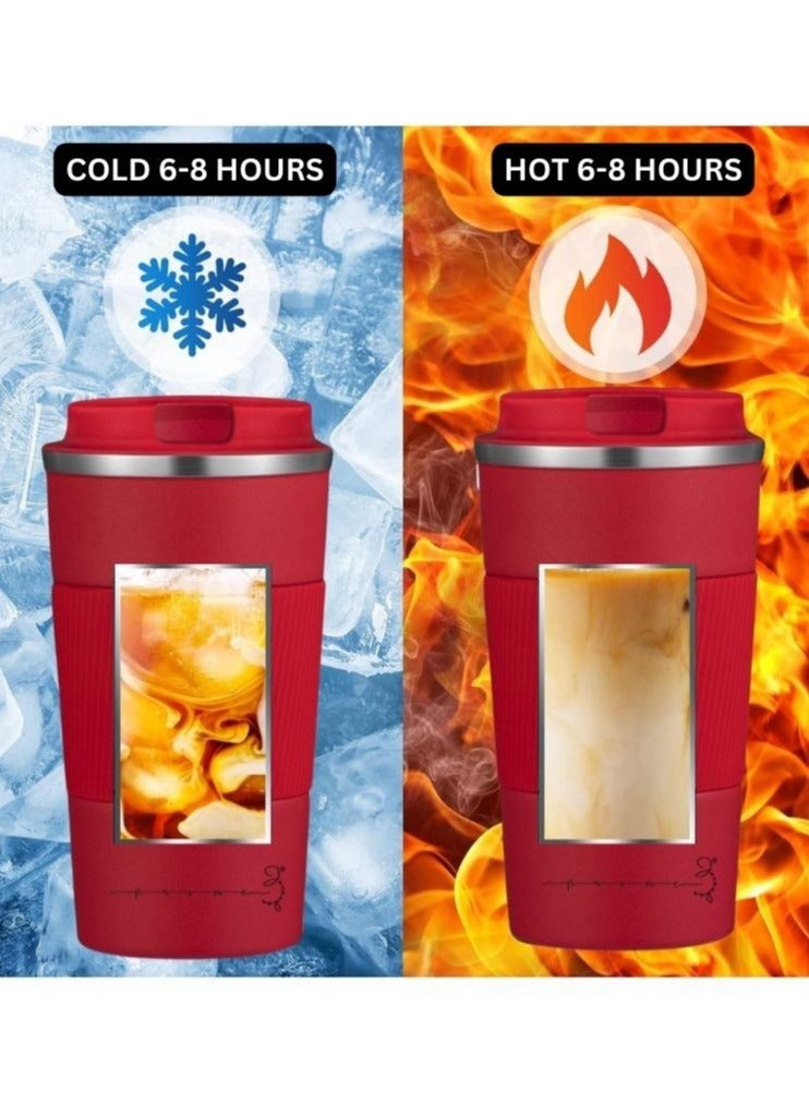 Prime by javaudan Coffee Mug Coffee Cup Travel Mug Reusable Insulated Coffee Cup Vacuum Insulation Stainless Steel Thermal Coffee Mug for Hot Cold Drinks with Non-Slip Protective Cover - 510ml - Image 3