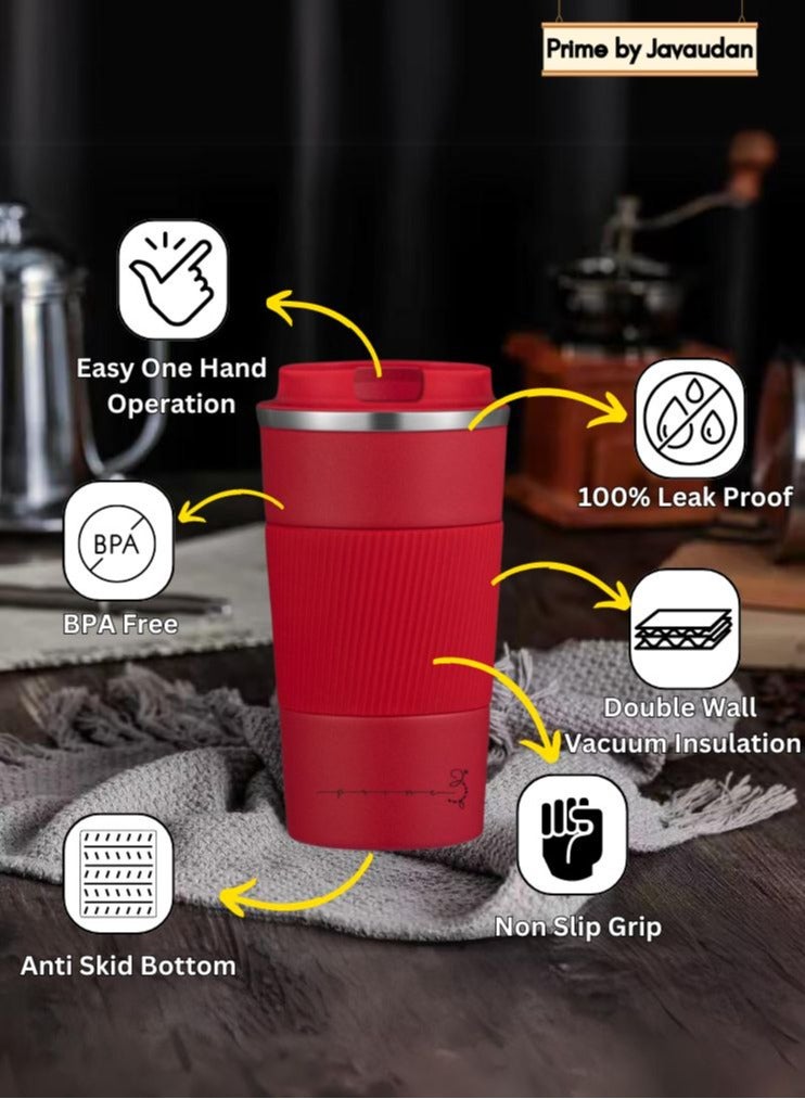 Prime by javaudan Coffee Mug Coffee Cup Travel Mug Reusable Insulated Coffee Cup Vacuum Insulation Stainless Steel Thermal Coffee Mug for Hot Cold Drinks with Non-Slip Protective Cover - 510ml - Image 2