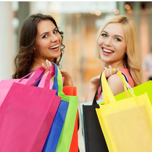 Sea View Treasures 50 Bulk Tote Bag Mega Pack - 15” x 16” Large Reusable Grocery Shopping Bags - Great for Gift, Goody, Convention, or Trade Show Bags (Multi Color Assortment) - Image 5