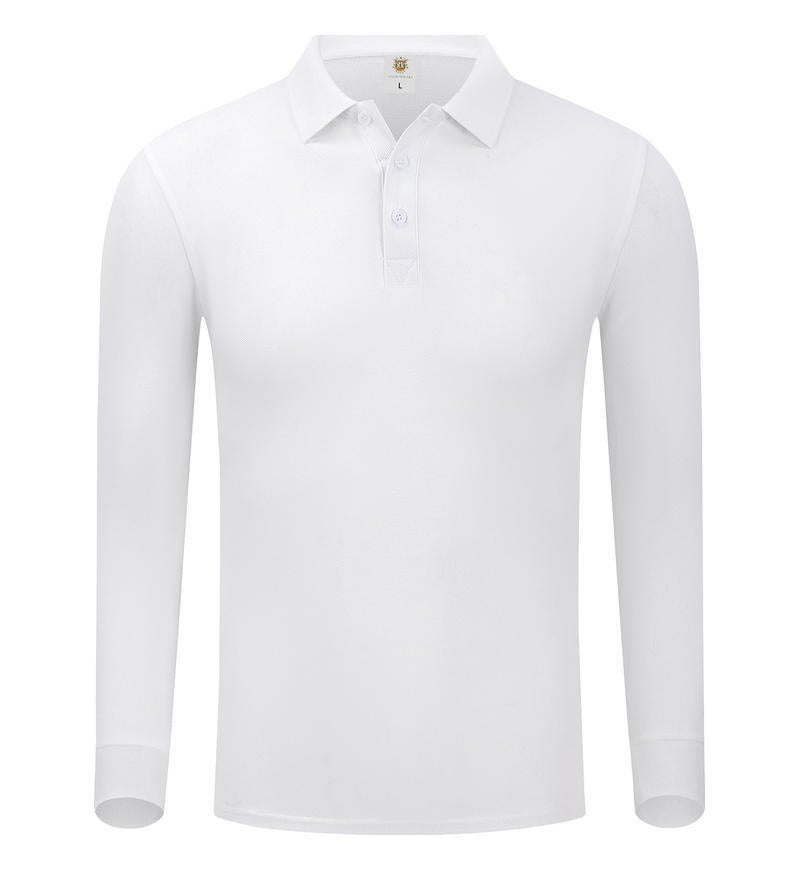 Long-staple cotton long-sleeved lapel POLO shirt parent-child solid color group clothing overalls corporate culture clothing printed logo White